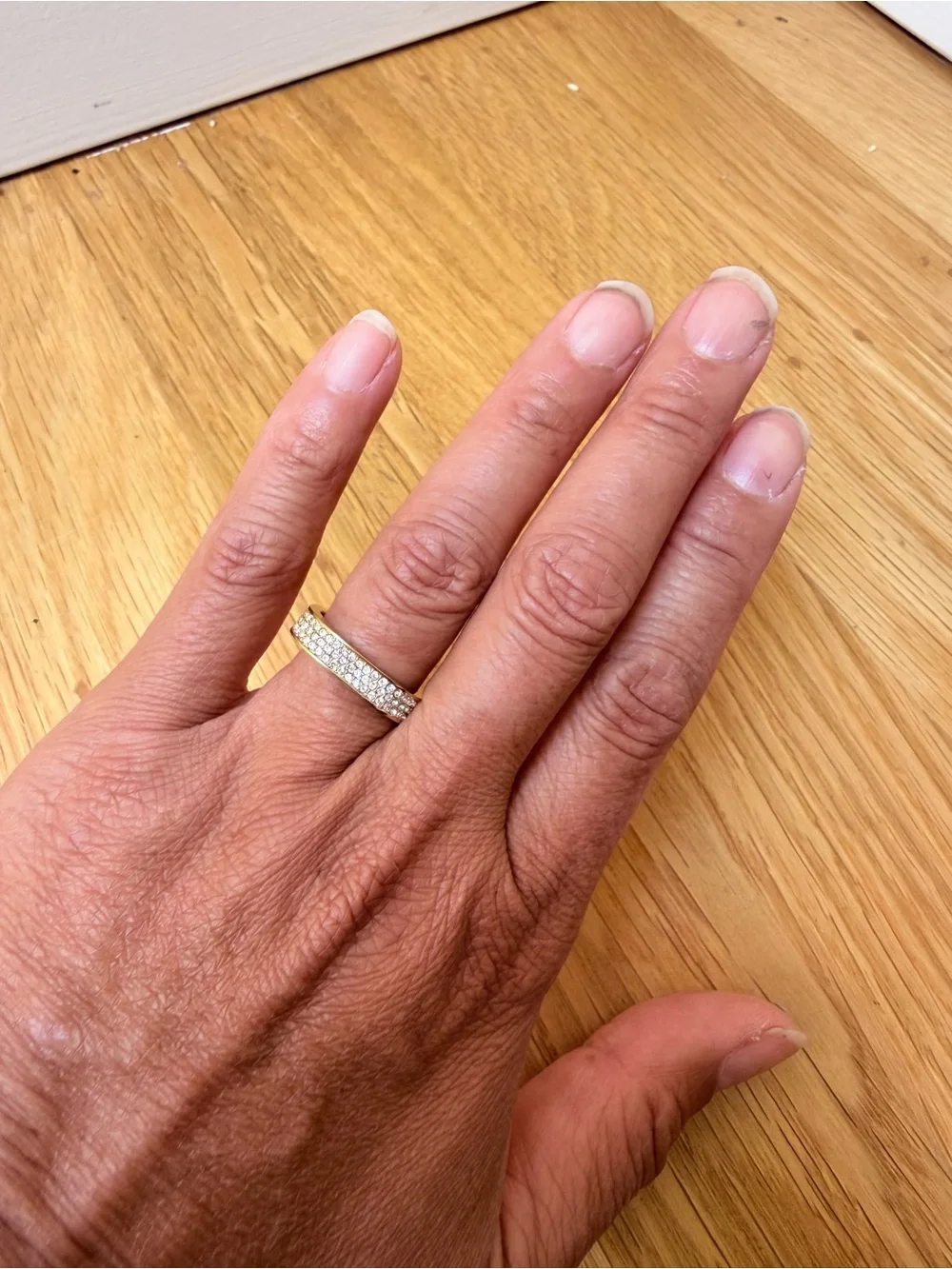 Michael Kors Gold Tone Pave Square “Brilliance”  Ring, approximate size 7